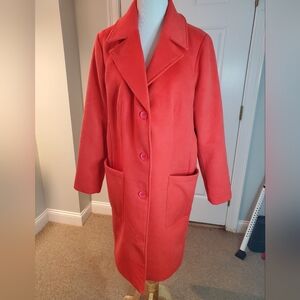 Candace Cameron Bure Cherry Red Button Down Tailored Coat